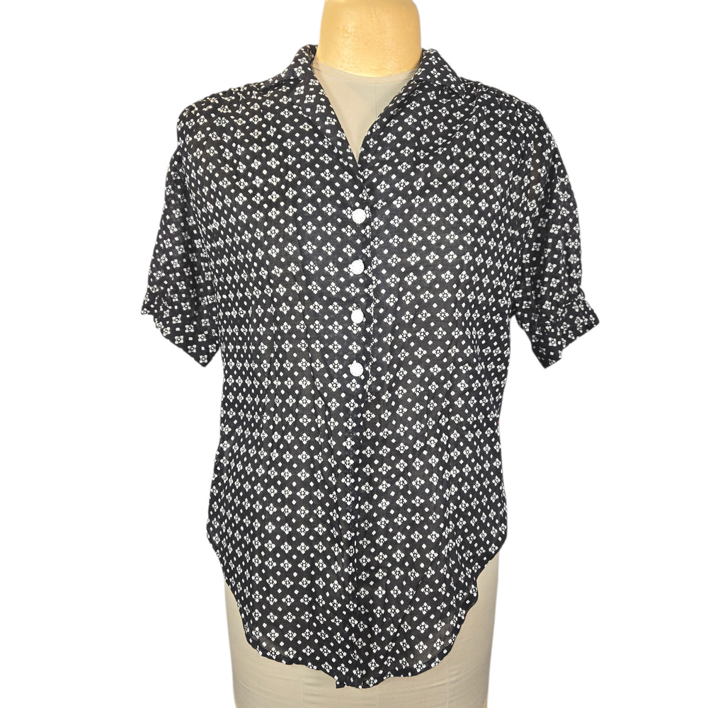 Vintage Platinum Dorothy Schoelen Womens P Black White Geometric Colorful Top - Picture 3 of 11